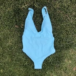 Light blue one piece bathing suit
